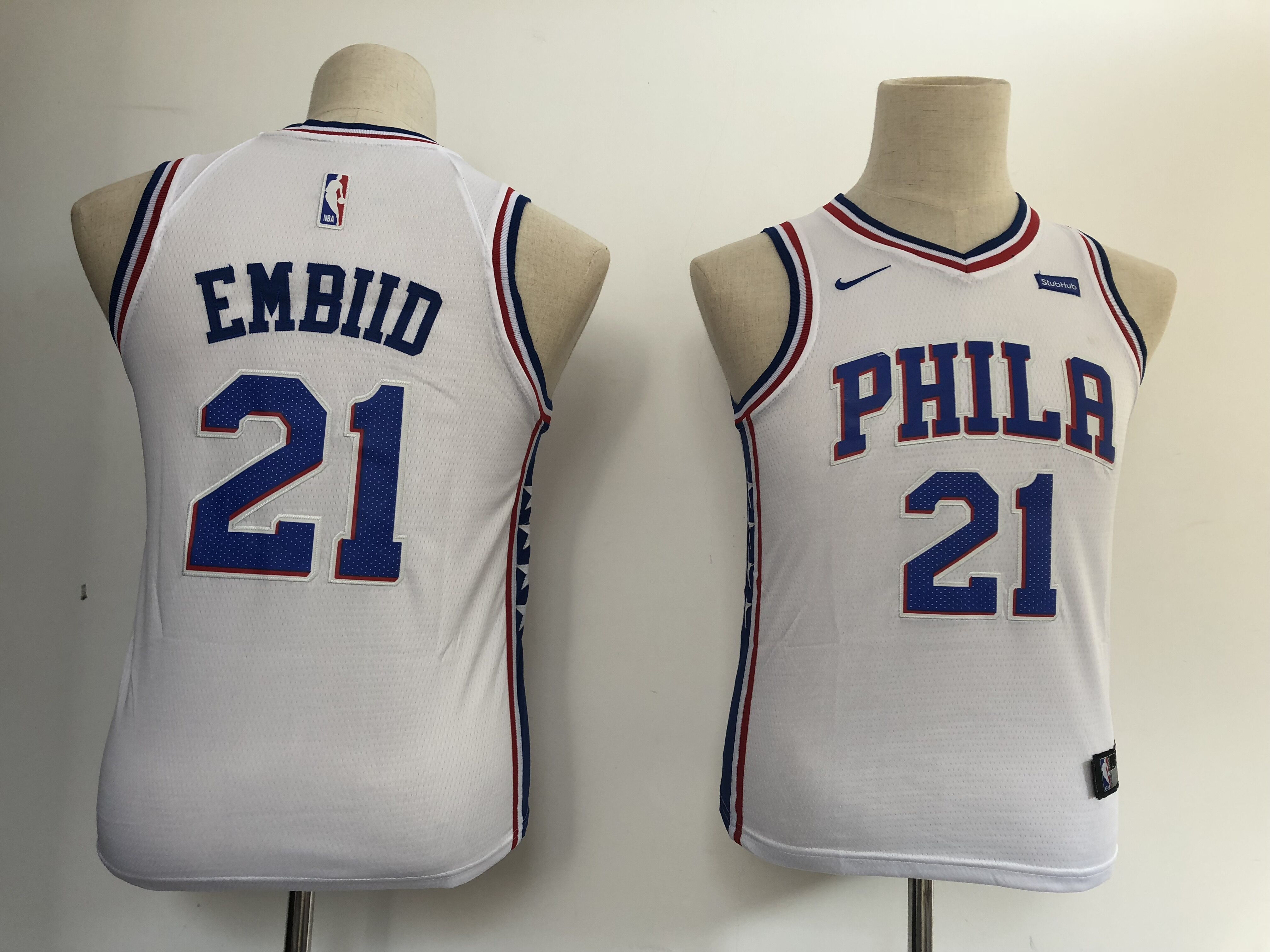 Youth Philadelphia 76ers 21 Embiid white Nike NBA Jerseys